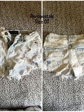 Aeropostale Light Blue Distressed Denim Jean Shorts